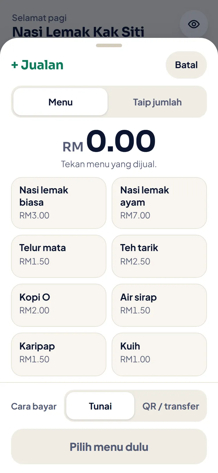 Skrin Jualan