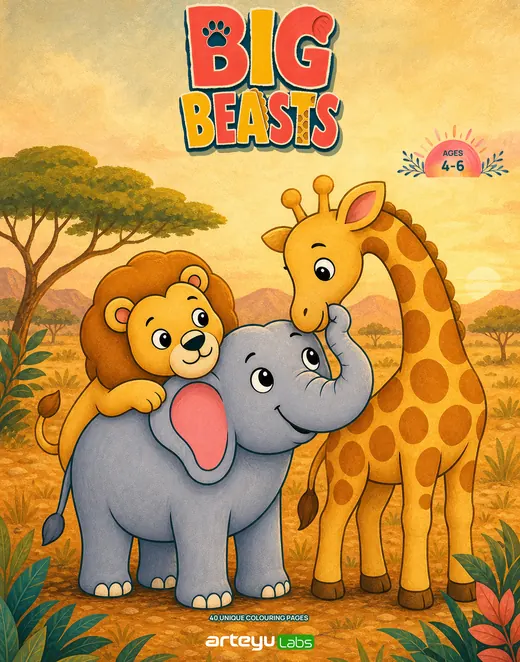 Big Beasts — Buku mewarna haiwan gergasi untuk kanak-kanak — edisi cetak & digital.