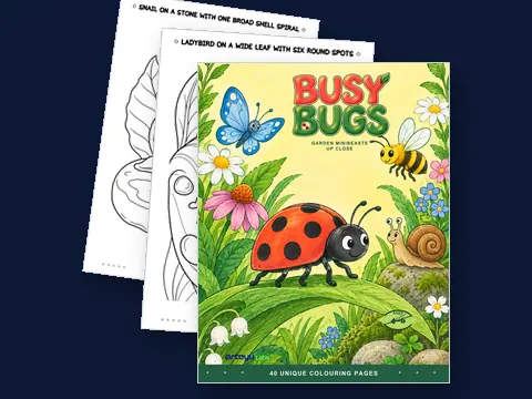 Busy Bugs - kulit hadapan dan dua muka mewarna