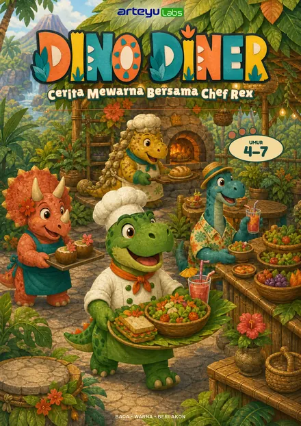 Dino Diner — Dinosaur, makanan, dan banyak warna.