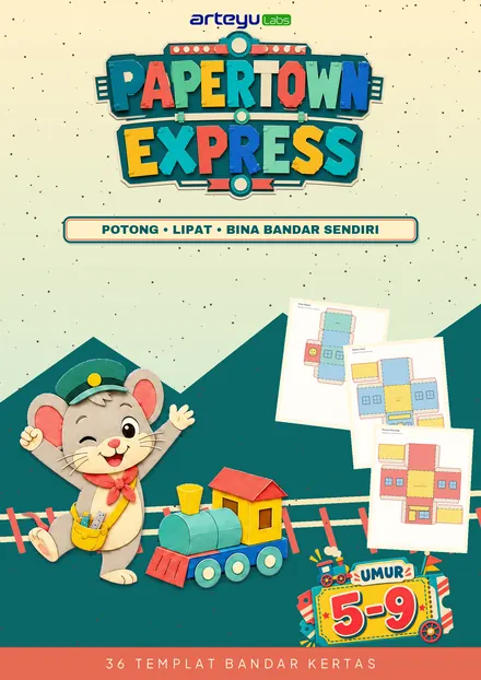 Papertown Express - Kit papercraft - gunting, lipat, buat bandar sendiri.