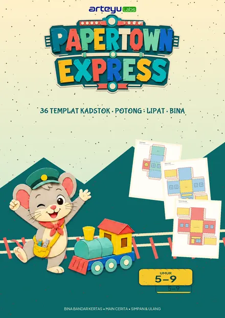 Papertown Express — Kit papercraft — gunting, lipat, buat bandar sendiri.