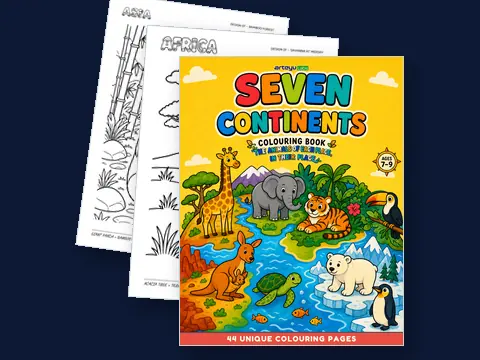 Seven Continents - kulit hadapan dan dua muka mewarna
